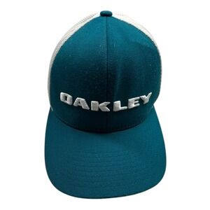Oakley 110 One Ten Flexfit Tech Baseball Cap Teal White Mesh Embroidered Logo